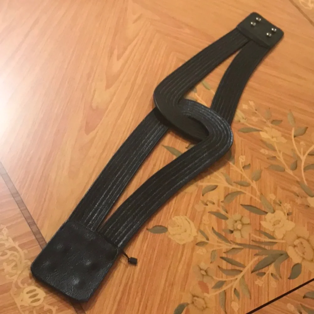 Zara Limited Edition 100% Genuine leather twist black wide belt Sz.80 (S)